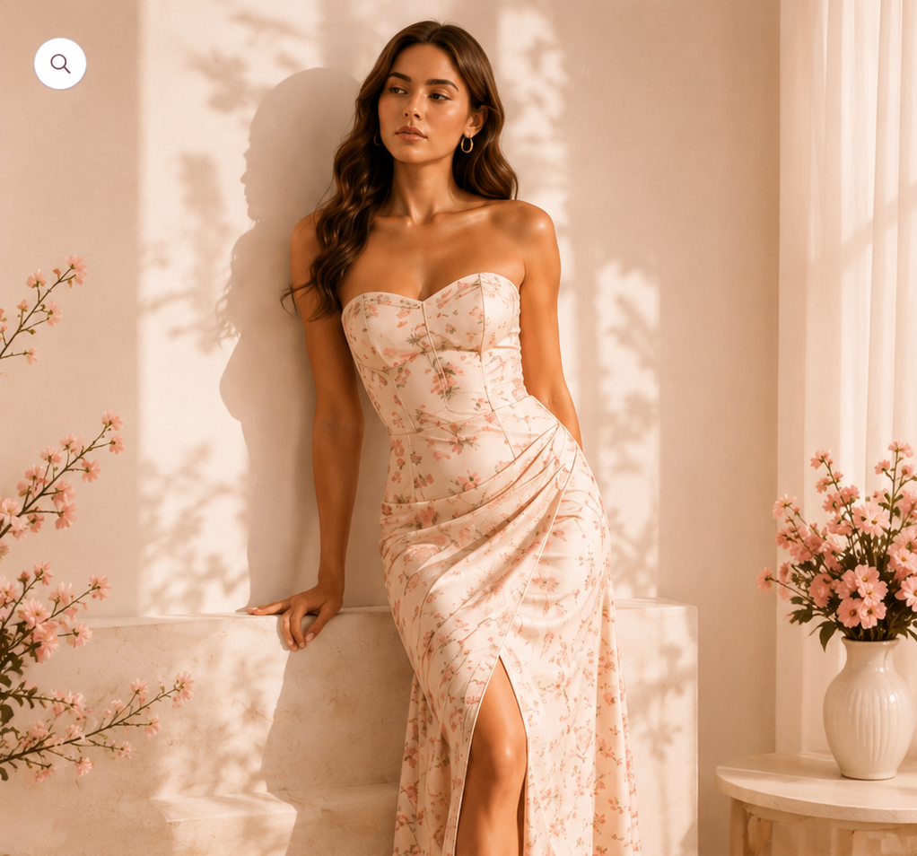 CATALINA Floral Corset Midi Dress
